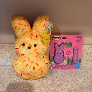 Genuine Peeps Marshmallow Scented Plush Bunny + Peeps Grape Lip Balm Keychain